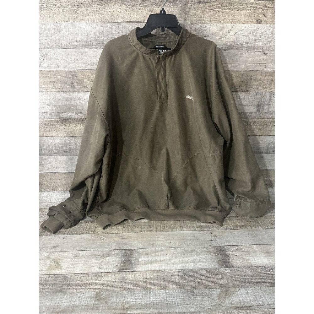 Men's XL Zero Restriction Golf Outerwear Microsuede Brown Pullover 1/4 Snap